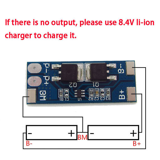 Picture of 2S 7.4V 8A Peak Current 15A 18650 Lithium Battery Protection Board With Over-Charge Protection