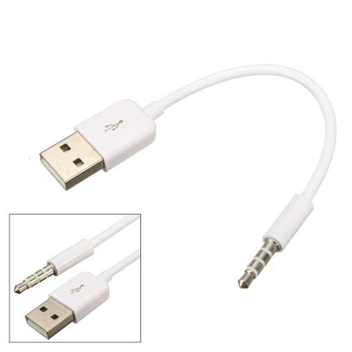 Immagine di 3.5mm AUX Audio Plug Jack to USB 2.0 Male Charge Cable Adapter for Ipod Car MP3