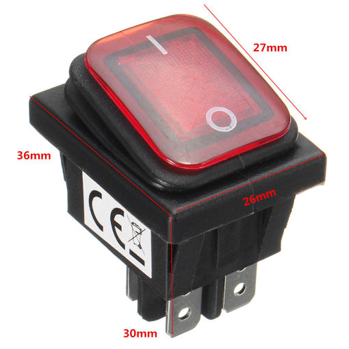 Immagine di On-Off-On 4 Pin 12V LED Light Rocker Toggle Latching Switch Waterproof For Car Boat