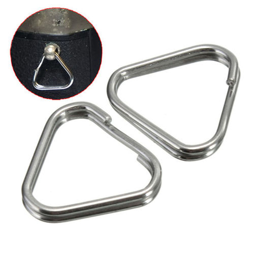 Picture of 2Pcs Replacement Metal Chrome Finish Split Ring Camera Strap Triangle Rings Hook