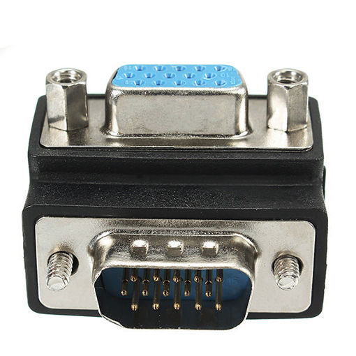Picture of 90 Degree Right Angle 15 Pin VGA SVGA Male to Female Converter Adapter