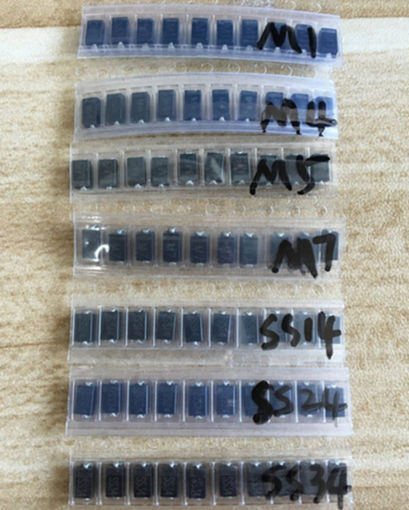 Immagine di 70pcs 7 Values SMD Diode Pack Electronic Components Kit 10pcs Each Value 1N4001 1N4004 1N4007 SS14