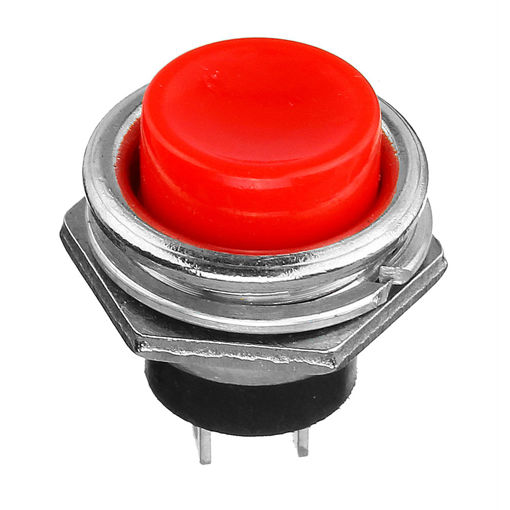 Picture of 5Pcs 3A 125V Momentary Push Button Switch OFF-ON Horn Red Plastic