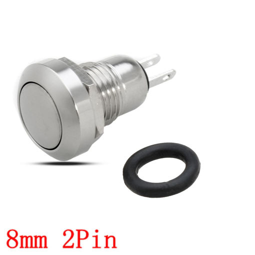 Immagine di 8mm Micro Push Button Switch Metal Reset Momentary Round 2 Pin 0.5A/250V AC