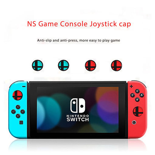 Picture of 2Pcs Anti-slip Silicone Rocker Button Cap Joystick Cover Cap for Nintendo Switch NS Game Console Red
