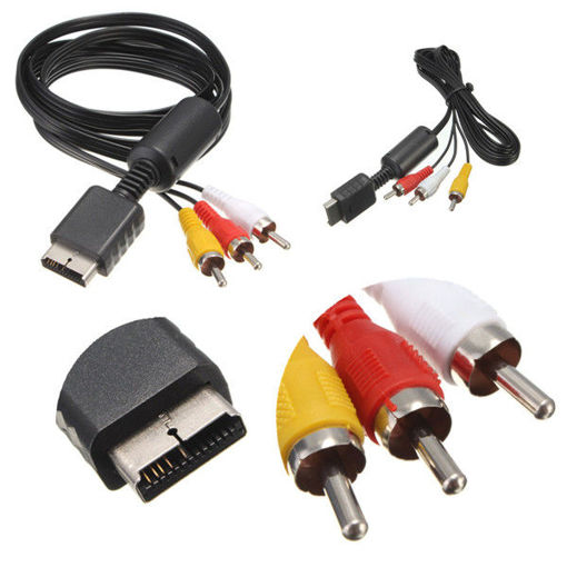 Immagine di Audio Video AV Cable Wire to 3 RCA TV Lead For Sony Play Station PS2 PS3