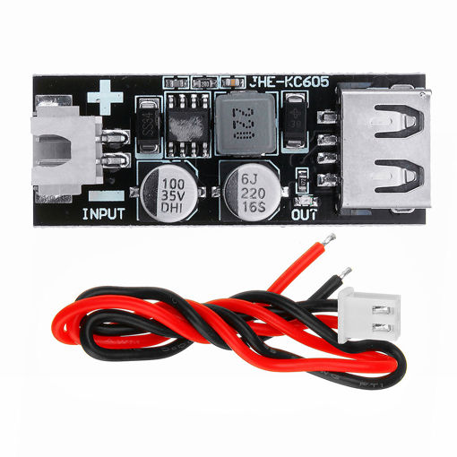 Picture of 5pcs JHE-KC605 DC-DC Voltage Display Step Down USB Charging Module 7-30V QC3.0 USB Mobile Phone Charger