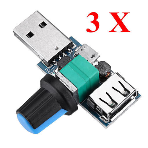 Picture of 3Pcs USB Fan Speed Controller Module Reducing Noise Multi-stall Adjustment Governor DC 4-12V