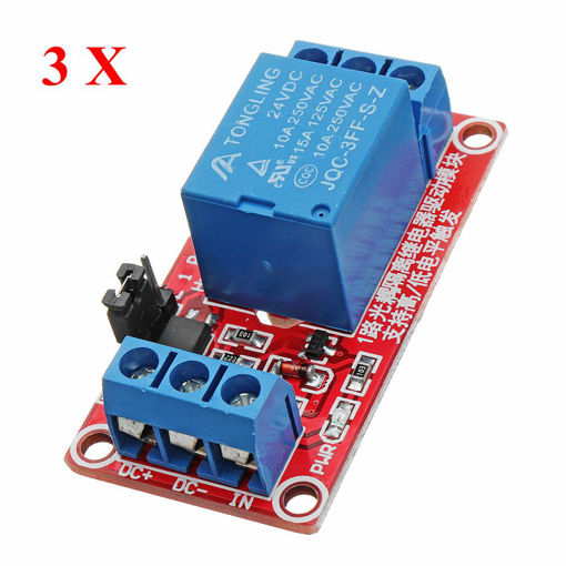 Immagine di 3Pcs 24V 1 Channel Level Trigger Optocoupler Relay Module For Arduino