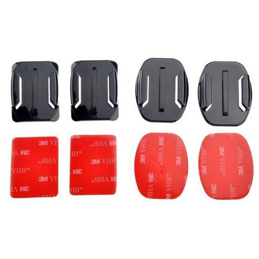 Picture of 2 Flat and 2 Curved Adhesive mounts With 3M Adhesive Pads For Gopro Xiaomi Yi SJ4000