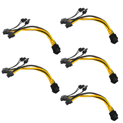 Picture of 5Pcs PCI-E 6-pin To 2x 6+2-pin Power Splitter Cable PCIE PCI Express