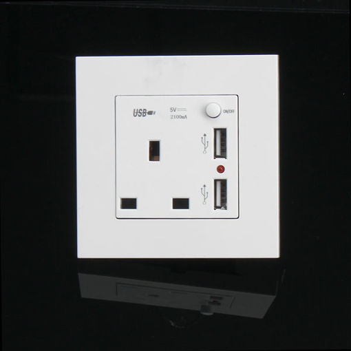 Picture of SWILET DC 5V 2100mA Dual USB Port Socket Electric Home Wall Power Charger UK Standard Socket