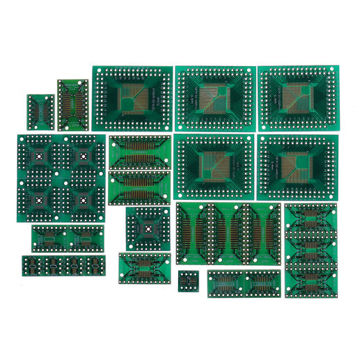 Immagine di 90pcs PCB Board Kit SMD Turn To DIP Adapter Converter Plate FQFP 32 44 64 80 100 HTQFP QFN48 SOP SSOP TSSOP 8 16 24 28