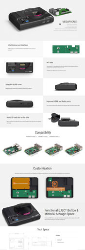 Picture of 16 Bit Retroflag MEGAPICASE MD Retro Video Consoles Classic USB Wired Gamepad for Raspberry Pi