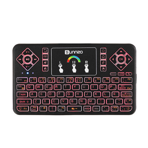 Picture of SUNNZO Q9 Air Mouse Spanish Version Wireless Colorful Backlit 2.4GHz Touchpad Mini Keyboard
