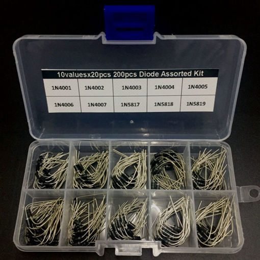 Picture of 600pcs 10 Values 12V Diode Assorted Kit Box 60pcs Each Value 1N4001-1N4007 1N5817-1N5819
