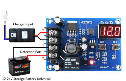 Immagine di 3pcs XH-M603 DC 12-24V Charging Module Storage Lithium Battery Control Switch Protection Board
