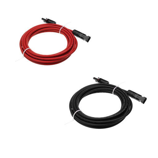 Picture of 1 Pair of Black + Red 5M AWG12 MC4 Connector Extension Cable Wire for Solar Panel