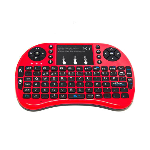 Immagine di Rii i8+ Red Mini Wireless 2.4G Backlight Touchpad Air Mouse Keyboard for PC Android Smart TV Box