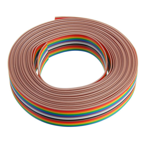 Immagine di 5pcs 5M 1.27mm Pitch Ribbon Cable 16P Flat Color Rainbow Ribbon Cable Wire Rainbow Cable