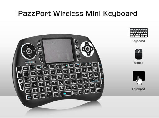 Picture of Ipazzport KP21SDL 2.4G Wireless Three Color Backlit German Version Mini Keyboard Touchpad Air Mouse