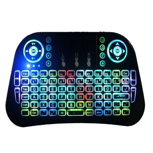 Immagine di Mini I10 2.4G Wireless Colorful Marquee Backlit Mini Keyboard Air Mouse Touchpad