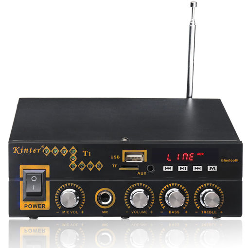 Immagine di Kinter T1 2X25W Digital bluetooth Stereo Amplifier Support TF FM USB Microphone EU 12V/220V