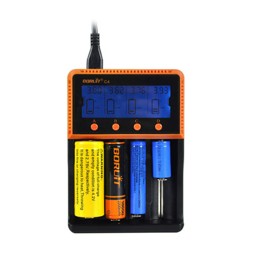 Picture of BORUiT C4 4 Slot Universal 18650 LCD Display AA AAA Li ion Rechargeable Battery Digital  Charger