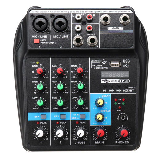 Picture of 4 Channels USB Portable Mixer bluetooth Record Live Studio DJ Audio Mixing Console
