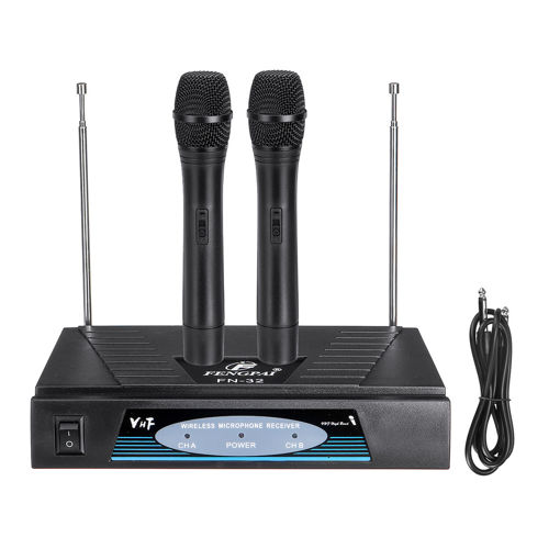 Picture of Professional 2 Channel VHF Wireless Dual Handheld Microphone Mic System Studios