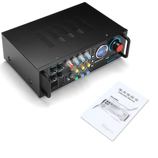Picture of Qinxwz KA-638C 2CH 80W UV Meter Amplifier Karaoke Mixer Support Memory Card USB Microphone