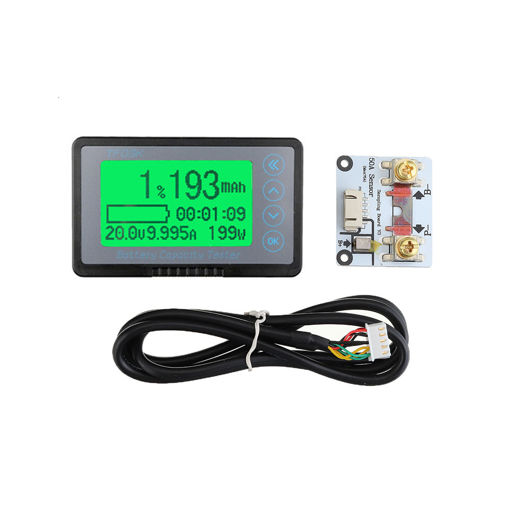 Picture of TF03K 100V50A Coulomb Counter Meter Battery Capacity Indicator Voltage Current Display TTL232 Li-ion Lithium lifepo Lead Acid eBike RV with 1M Shielded Cable
