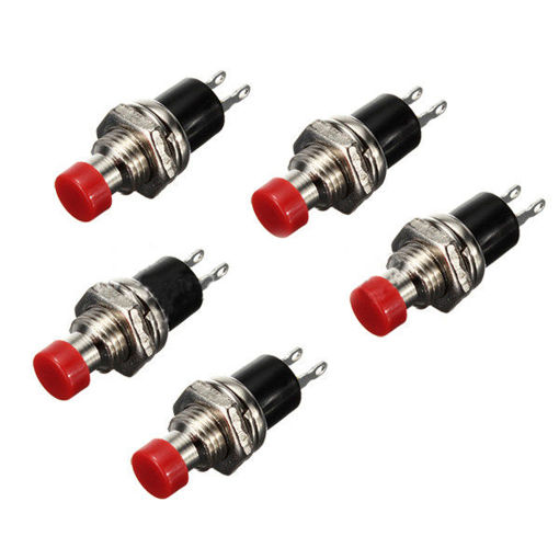 Picture of 5Pcs DC 50V 0.5A Red Knob Momentary Push Button Switch
