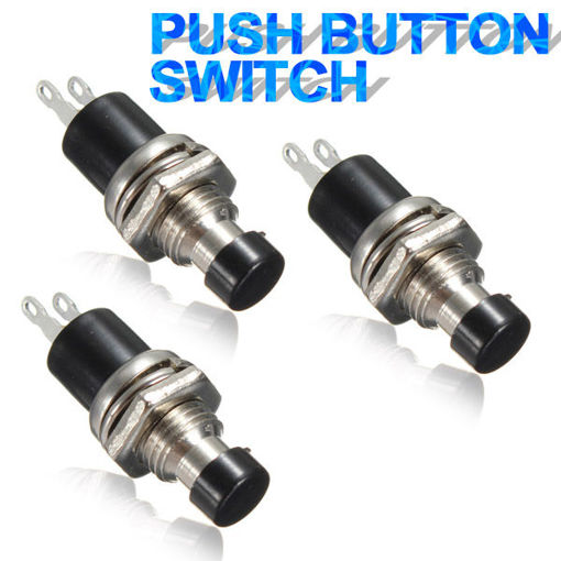 Picture of 5Pcs DC 50V 0.5A Black Knob Momentary Push Button Switch