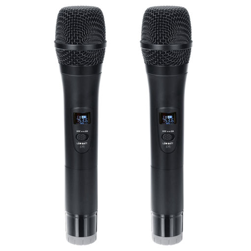Immagine di Professional UHF Double Wireless Handheld Karaoke Microphone with 3.5mm Receiver
