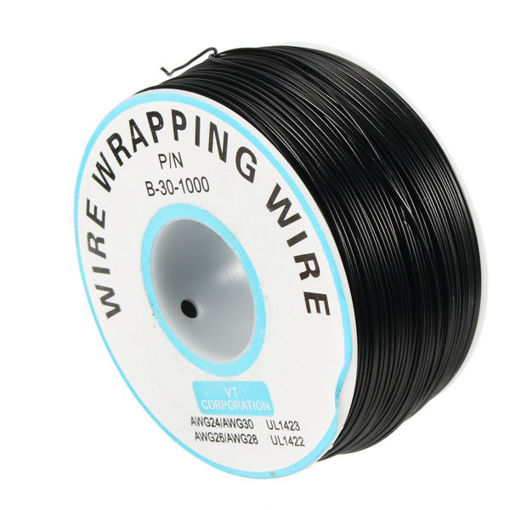 Immagine di 5pcs Black 0.55mm Circuit Board Single-Core Tinned Copper Wire Wrap Electronic Wire Jumper Cable