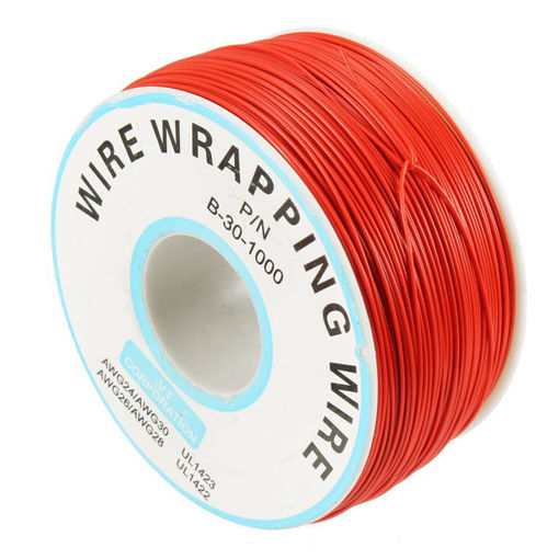 Immagine di 5pcs Red 0.55mm Circuit Board Single-Core Tinned Copper Wire Wrap Electronic Wire Jumper Cable