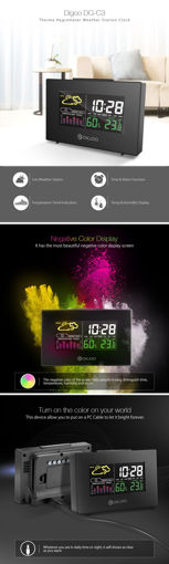 Immagine di Digoo DG-C3 Wireless Color Backlit USB Hygrometer Thermometer Weather Forecast Station Alarm Clock