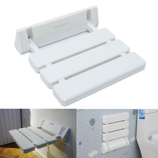 Picture of Wall-mounted Folding Shower Seat Stool Bathroom Anti-slip Safety Chair for Elder Pregnancy