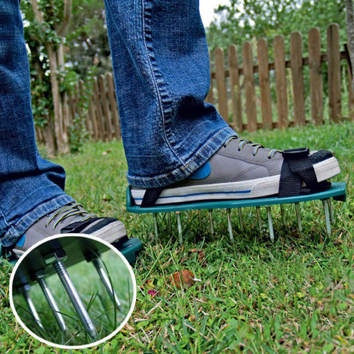 Immagine di Gardening Grass Lawn Plastic Aerating Shoes Greensward Spikes Loosening Equipment