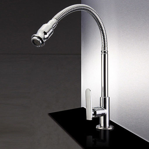 Immagine di Kitchen Sink Single Lever Faucet Flexible Chrome Brass Pull Out Spring Tap