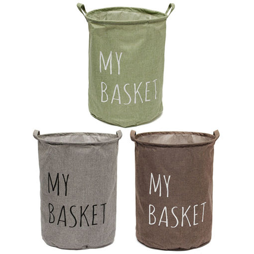 Immagine di Cotton Linen Fabric Foldable Laundry Washing Hamper Bag Clothe Basket Storage Bin