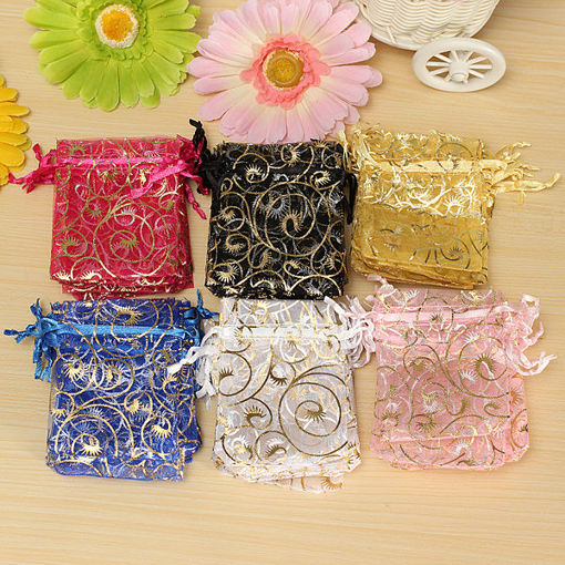 Immagine di 100PCS Organza Gift Pouch Jewelry Gift Candy Bag Packing Drawable Wedding Party Gift Bags