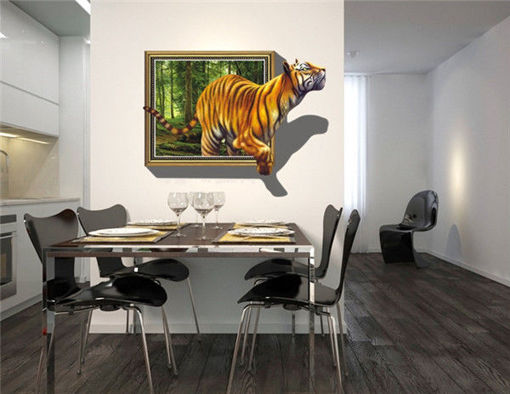 Immagine di 3D Removable Tiger Wall Decal Wall Stickers Home Bedroom Wall Background Decoration