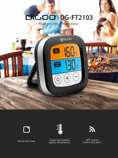 Picture of [ 2019 Third Digoo Carnival ] Digoo DG-FT2103 LED Touch Screen Digital bluetooth Cooking BBQ Thermometer with Temperature Probe