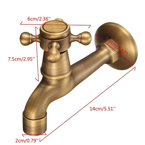 Immagine di Antique Brass Wall Mounted Garden Bathroom Basin Faucet Mop Water Machine Tap