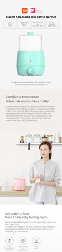 Immagine di XIAOMI Kola Mama Bottle Warmer Multifunction Baby Milk Heating Smart Milking Machine Bottle Sterilizer
