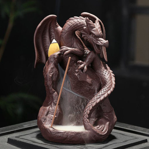 Immagine di Auspicious Dragon Purple Sand Smoke Backflow Incense Burner Creative Aromatherapy Censer Decorations
