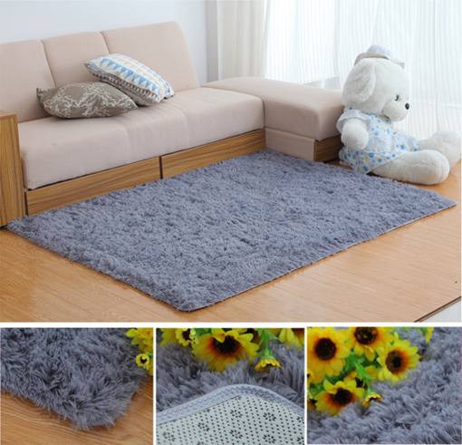 Picture of 80x160cm Bedroom Living Room Soft Shaggy Anti Slip Carpet Absorbent Mat