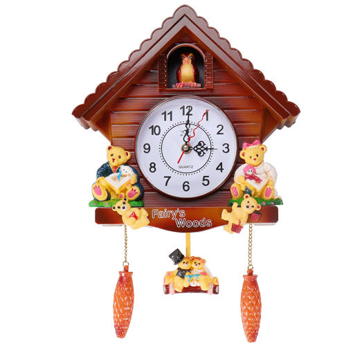 Immagine di Antique Wooden Cuckoo Wall Clock Bird Time Bell Swing Alarm Watch Wall Home Decor